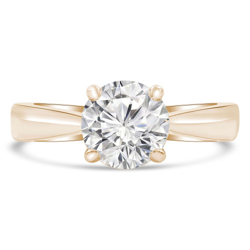 Round Diamond Tapered Solitaire Engagement Ring in Yellow Gold (MVS0283-Y)