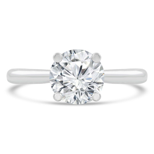Round Diamond Cathedral Diamond Bridge Hidden Halo Solitaire with Accents Engagement Ring in White Gold (MVS0290-W)