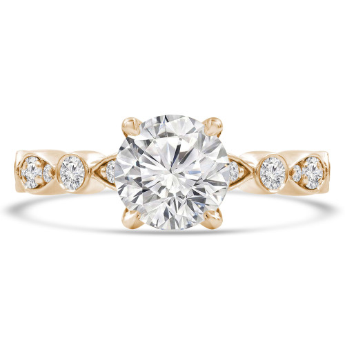 Round Diamond Solitaire with Accents Engagement Ring in Yellow Gold Bezel Set Accents (MVS0295-Y)