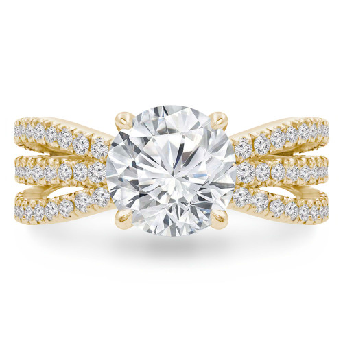 Round Diamond Three-Row Tapered Split-Shank Solitaire with Accents Engagement Ring in Yellow Gold (MVS0299-Y)