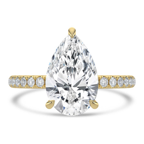 Pear Lab Created Diamond Hidden Halo Compass Set Solitaire with Accents Engagement Ring in Yellow Gold (MVSLG1628-Y)