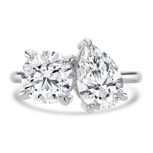 Round Lab Created Diamond Toi et Moi Solitaire with Accents Engagement Ring in White Gold (MVSLG1634-W)