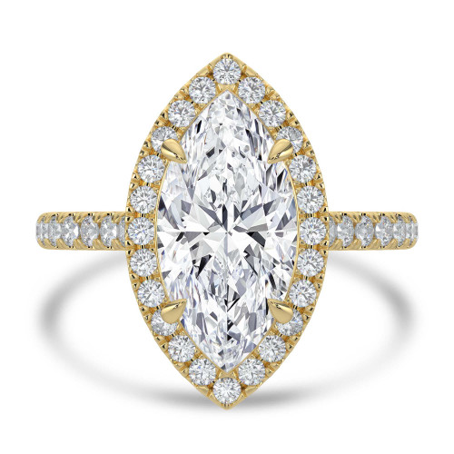 Marquise Lab Created Diamond Marquise Halo Halo Engagement Ring in Yellow Gold (MVSLG1637-Y)
