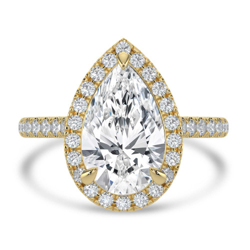 Pear Lab Created Diamond Pear Halo Halo Engagement Ring in Yellow Gold (MVSLG1639-Y)