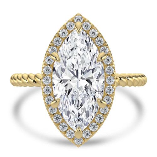 Marquise Lab Created Diamond Marquise Halo with Twisted Band Halo Engagement Ring in Yellow Gold (MVSLG1642-Y)