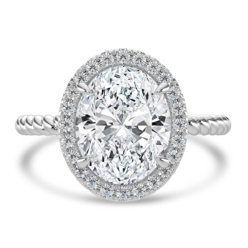 Oval Lab Created Diamond Oval Halo with Twisted Band Halo Engagement Ring in White Gold (MVSLG1643-W)