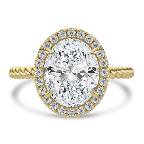 Oval Lab Created Diamond Oval Halo with Twisted Band Halo Engagement Ring in Yellow Gold (MVSLG1643-Y)