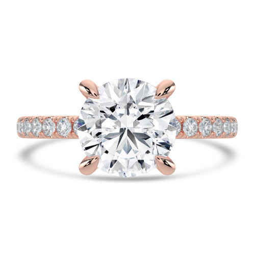 Round Lab Created Diamond Solitaire with Accents Engagement Ring in Rose Gold (MVSLG1645-R)