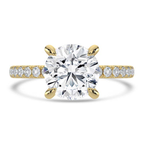 Round Lab Created Diamond Solitaire with Accents Engagement Ring in Yellow Gold (MVSLG1645-Y)