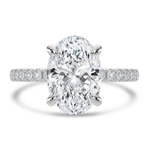 Oval Lab Created Diamond Solitaire with Accents Engagement Ring in White Gold (MVSLG1649-W)