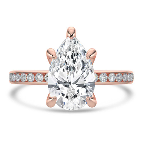 Pear Lab Created Diamond Channel Set Solitaire with Accents Engagement Ring in Rose Gold (MVSLG1666-R)
