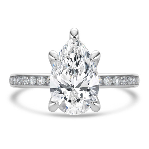 Pear Lab Created Diamond Channel Set Solitaire with Accents Engagement Ring in White Gold (MVSLG1666-W)