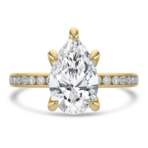 Pear Lab Created Diamond Channel Set Solitaire with Accents Engagement Ring in Yellow Gold (MVSLG1666-Y)