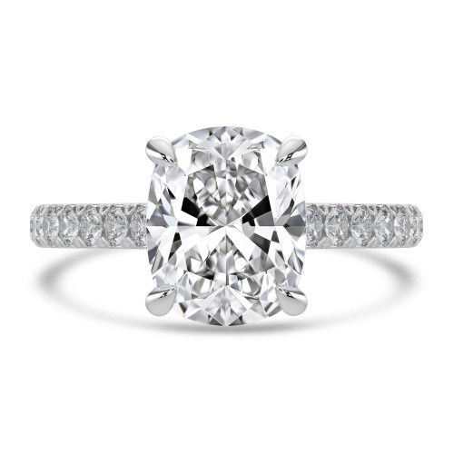 Cushion Lab Created Diamond Cathedral Solitaire with Accents Engagement Ring in White Gold (MVSLG1682-W)