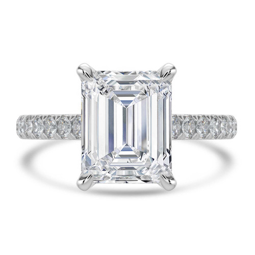 Emerald Lab Created Diamond Cathedral Solitaire with Accents Engagement Ring in White Gold (MVSLG1683-W)