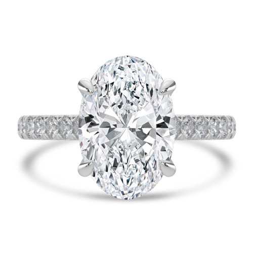 Oval Lab Created Diamond Cathedral Solitaire with Accents Engagement Ring in White Gold (MVSLG1685-W)