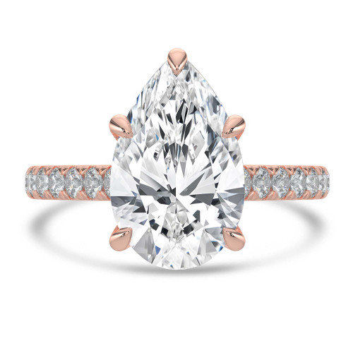 Pear Lab Created Diamond 6-Prong Cathedral Solitaire with Accents Engagement Ring in Rose Gold (MVSLG1686-R)