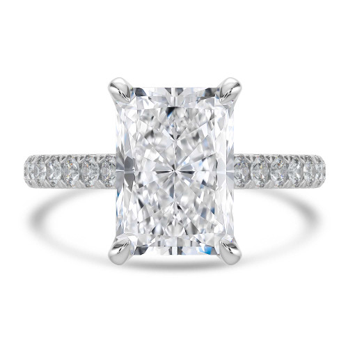 Radiant Lab Created Diamond 6-Prong Cathedral Solitaire with Accents Engagement Ring in White Gold (MVSLG1688-W)