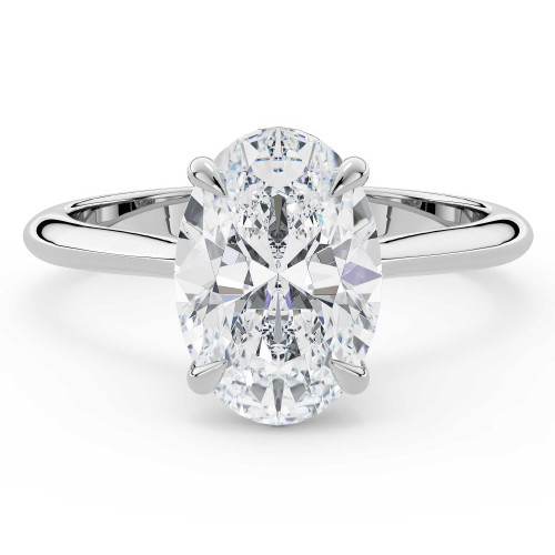 3 1/4 CT Oval Lab Created Diamond  Cathedral Solitaire Engagement Ring in 14K White Gold (MD250172)