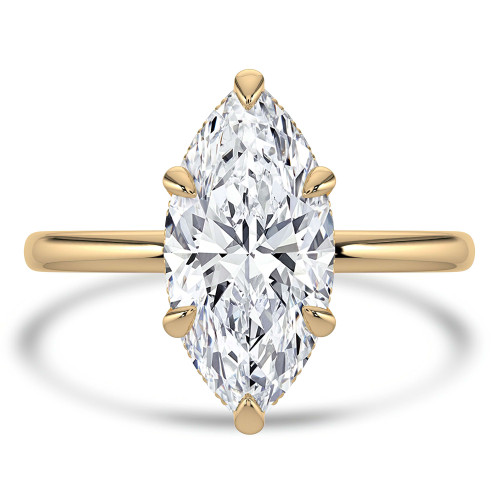 Marquise Lab Created Diamond Hidden Halo Open Bridge Solitaire with Accents Engagement Ring in Yellow Gold (MVSLG1370-Y)
