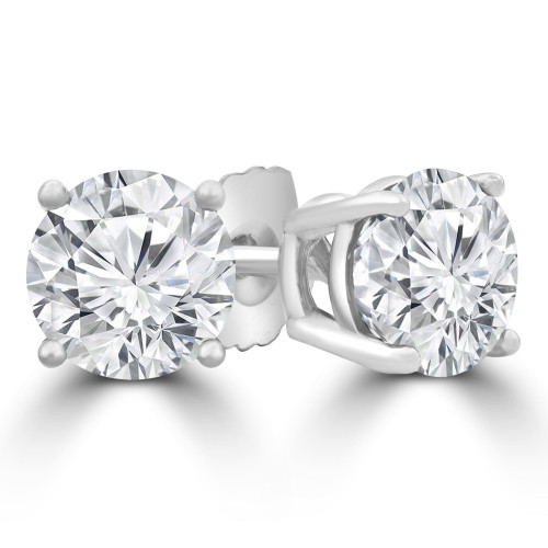 5/8 CTW Round Diamond 4-Prong Stud Earrings in 14K White Gold (MD220035)