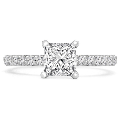 2 1/2 CTW Princess Lab Created Diamond  Solitaire with Accents Engagement Ring in 14K White Gold (MD260018)