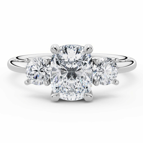 2 4/5 CTW Cushion Lab Created Diamond  Three-Stone Engagement Ring in 14K White Gold (MD250295)