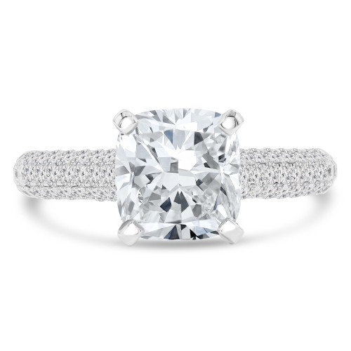 3 3/5 CTW Pear Lab Created Diamond  Cathedral Solitaire with Accents Engagement Ring in 18K White Gold (MD260025)