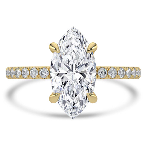 2 3/8 CTW Oval Lab Created Diamond  Hidden Halo Solitaire with Accents Engagement Ring in 14K Yellow Gold (MD260027)