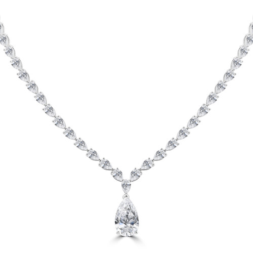 19 3/5 CTW Pear Lab Created Diamond with Pendant Tennis Necklace in 14K White Gold (MDR260003)