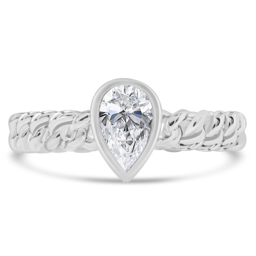 1/2 CT Pear Lab Created Diamond Bezel Set Chain Solitaire Ring in 14K White Gold (MDR260008)