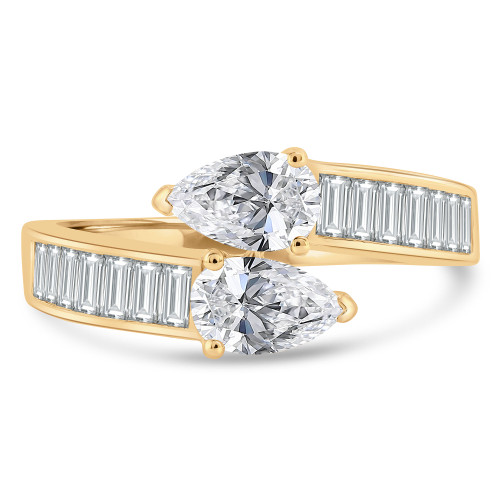 1 5/8 CTW Pear Lab Created Diamond Toi et Moi Bypass Cocktail Ring in 14K Yellow Gold (MDR260009)