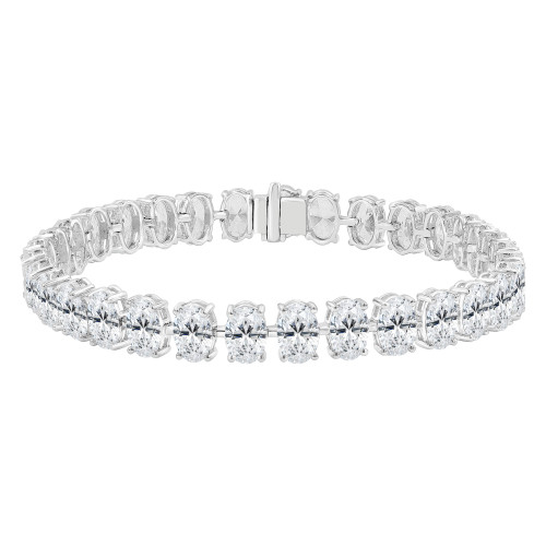14 1/2 CTW Oval Lab Created Diamond Tennis Bracelet in 14K White Gold (MDR260016)