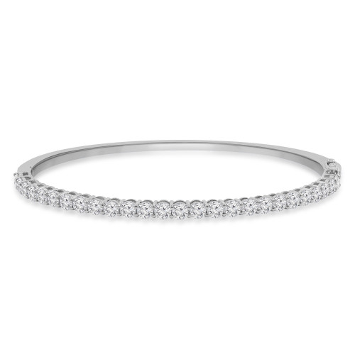 3 1/10 CTW Round Lab Created Diamond Shared Prong Bangle Bracelet in 14K White Gold (MDR260019)