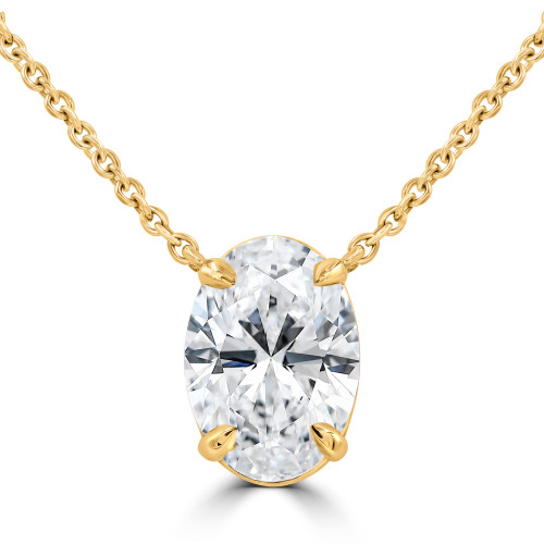 2 1/10 CT Oval Lab Created Diamond Solitaire Necklace in 14K Yellow Gold (MDR260021)