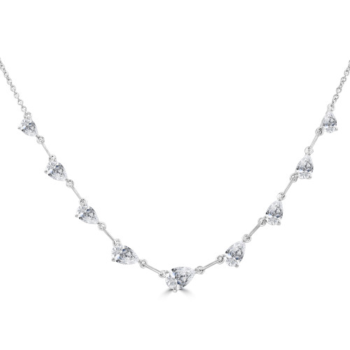 2 CTW Pear Lab Created Diamond Link Necklace in 14K White Gold (MDR260023)