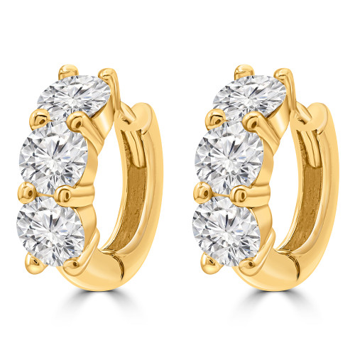 1 1/3 CTW Round Lab Created Diamond Huggie Hoop Earrings in 14K Yellow Gold (MDR260028)