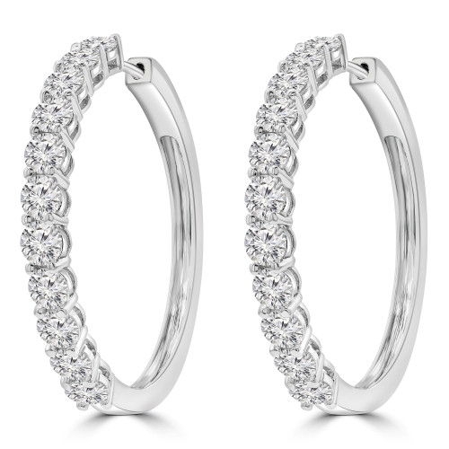3 1/4 CTW Round Lab Created Diamond Hoop Earrings in 14K White Gold (MDR260031)