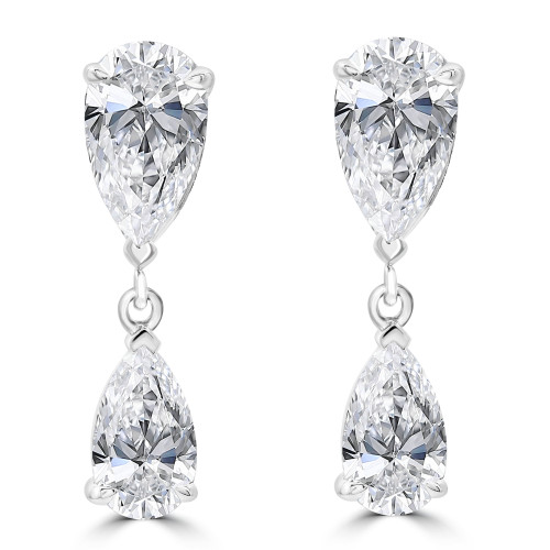 2 3/8 CTW Pear Lab Created Diamond Drop/Dangle Earrings in 14K White Gold (MDR260033)