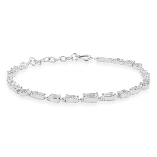 2 9/10 CTW Lab Created Diamond 5-Stone Shape Tennis Bracelet in 14K White Gold (MDR260035)