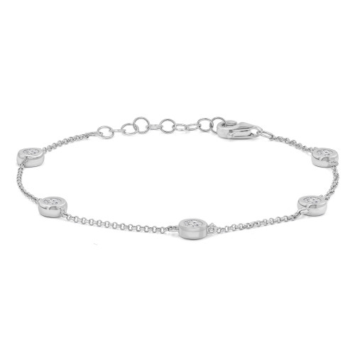 3/4 CTW Round Lab Created Diamond Diamonds by the Yard Chain Bracelet in 14K White Gold (MDR260036)