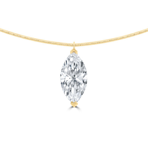 2 1/2 CT Marquise Lab Created Diamond Solitaire Choker Pendant Pendant Necklace in 14K Yellow Gold (MDR260005)
