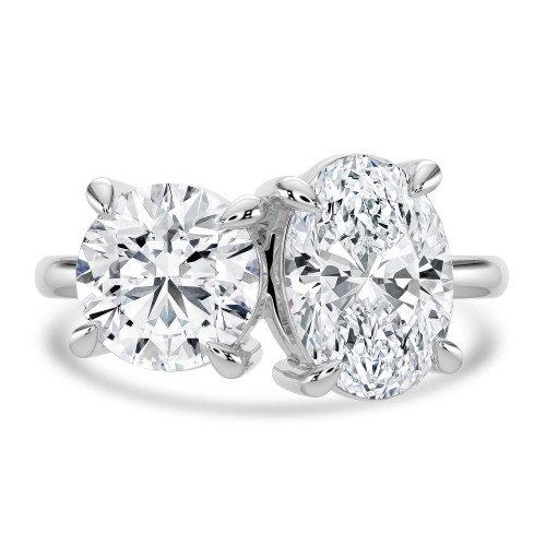 Round Lab Created Diamond Toi et Moi Solitaire with Accents Engagement Ring in White Gold (MVSX1032-W)