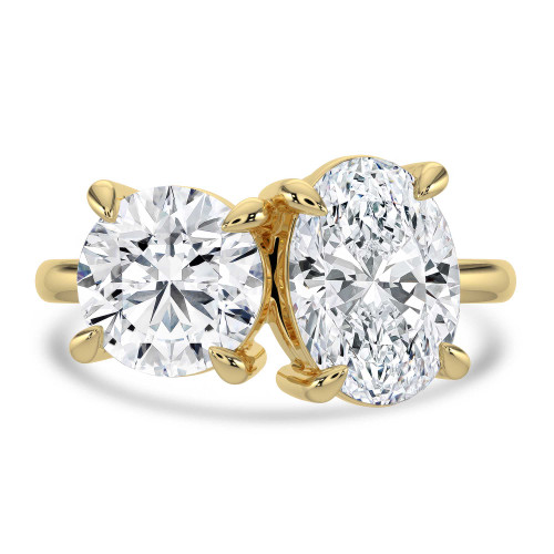 Round Lab Created Diamond Toi et Moi Solitaire with Accents Engagement Ring in Yellow Gold (MVSX1032-Y)