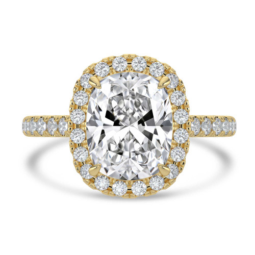 Cushion Lab Created Diamond Cushion Halo Halo Engagement Ring in Yellow Gold (MVSLG1635-Y)