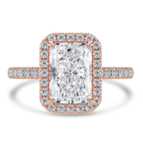 Radiant Lab Created Diamond Radiant Halo Halo Engagement Ring in Rose Gold (MVSLG1640-R)