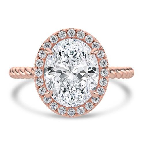 Oval Lab Created Diamond Oval Halo with Twisted Band Halo Engagement Ring in Rose Gold (MVSLG1643-R)