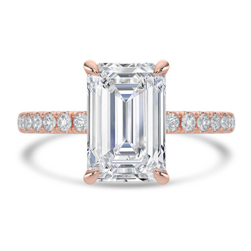 Emerald Lab Created Diamond Solitaire with Accents Engagement Ring in Rose Gold (MVSLG1646-R)