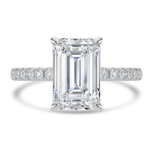 Emerald Lab Created Diamond Solitaire with Accents Engagement Ring in White Gold (MVSLG1647-W)