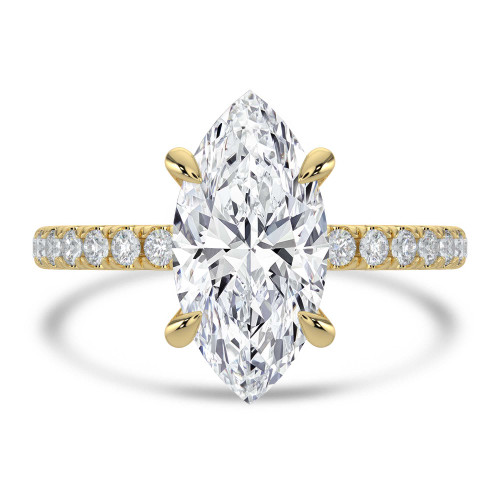 Marquise Lab Created Diamond Solitaire with Accents Engagement Ring in Yellow Gold (MVSLG1648-Y)